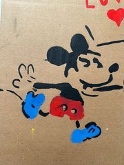banksy on board painting – drawing – signed – stamped – free shipping