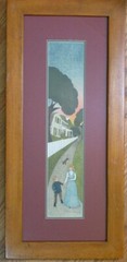 Barbara A. Palmer Folk Art Original Pastel Pencil Painting on Laid Paper