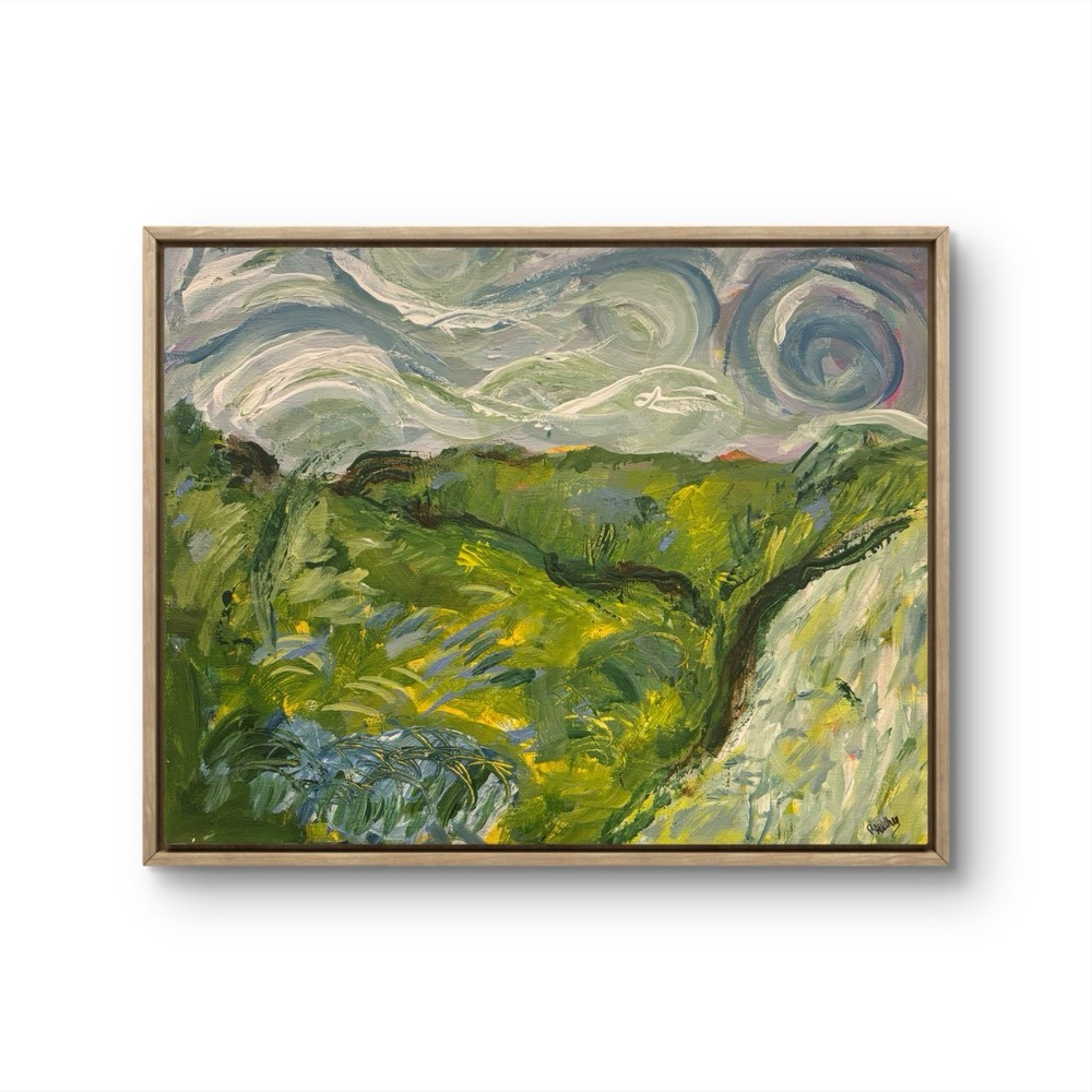 Green Hills Landscape Impression 11×14 ABSTRACT IMPRESSIONISM Van Gogh