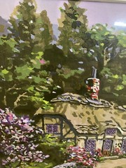 FINISHED Pretty Paint By Number Painting Willow Cottage, Framed 20×24”,Mat,Glass