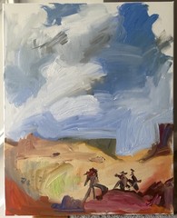 Western Horse Cowboy Arizona Cubism Painting Canvas 16”x20” Original Signed