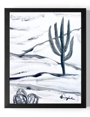GUAJARDO Neo Expressionism Desert 14X11 Sketch Paper Signed COA Art