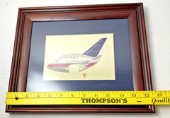 Vintage USAir Plane by Hurley Signed Framed & Matted 1997 Art Print Drawing
