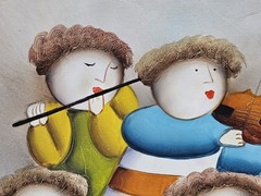 Joyce Roybal Original Acrylic Painting Children Musicians Piano Violin Canvas