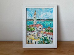 Charleston South Carolina Oil Painting On Canvas Board Summer Cityscape Artwork
