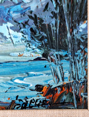 Original Winter Landscape Oil Painting, Signed, In the STYLE of Merlin Enabnit