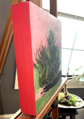 Original Oil On Wood Panel Cactus Painting Artist Linda Wooten-Green Southwest