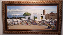 Sergio Ladron De Guevara Original Oil Painting „Market Day“ 2002 Large Excellent