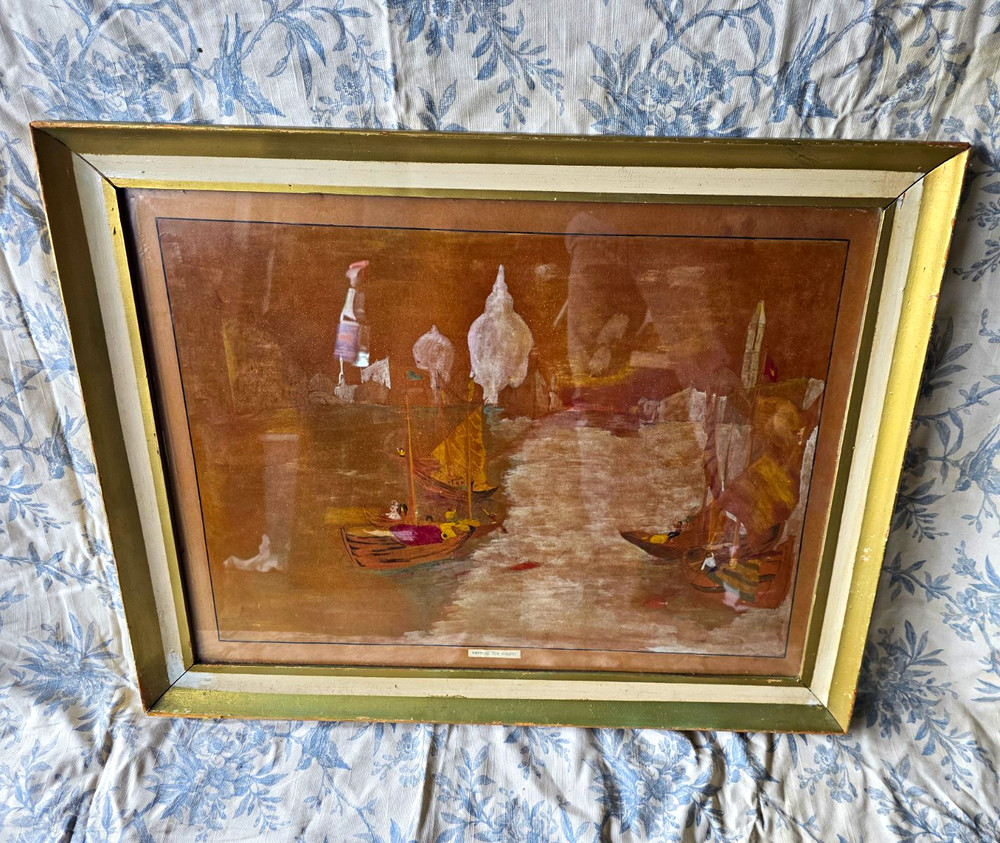 Attributed Frank H Mason Venice the Golden Watercolor Gouache Framed 19×25