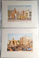 Pair of Vintage 11.5 X 8.5 Watercolor pictures of Malta by ARTIST FREE SHIPPING