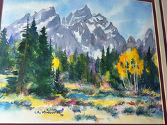 Fred A. Kingwill Wyoming Grand Teton Autumn Landscape Watercolor Painting 1990