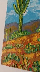Framed Arizona Landscape Saguaro Cacti Desert Mountain 4×6 Oil Painting Original