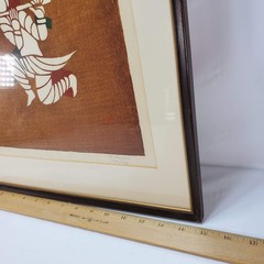 Toshijiro Inagaki Japanese Wood-block Print Framed Painting circa 1960 Signed