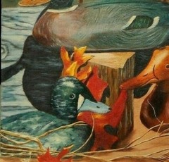 Duck Decoy Carvings, Original Oil Painting by Jean Tyzil. 22 x 30 Excellent Cond