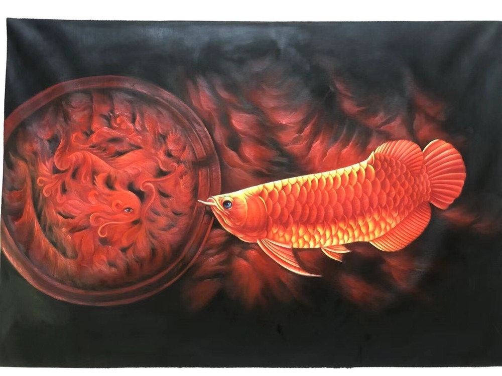 Handpainted Oil Paintings On Canvas Chinese Fengshui lucky Red Koi carp No Frame