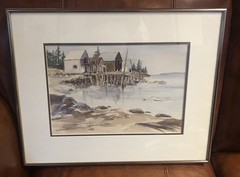 Original pastel Watercolor paintings framed art Coastal (Lawrence) L King