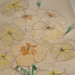 Hammem Painting Watercolor Flowers Original Small Signed