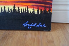 Twilight Forest Sunset Landscape Painting 16×20” Original Acrylic on Canvas