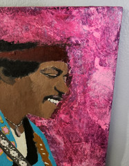 Oil & Acrylic painting ceramic tile 12×12. Jimi Hendrix Portrait Original