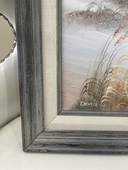 VTG Framed Oil Painting Ocean Seaside Seagulls Signed By Artist 12×13 1/4” OOAK