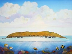 HAWAII MOLOKINI MAUI LIMITED EDITION LARGE STRETCHED CANVAS SCUBA FISH SIGNED