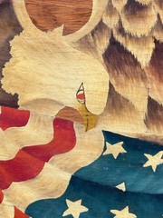 vtg Folk Art American Flag Bald Eagle Painted Wood Wooden Board SIGNED