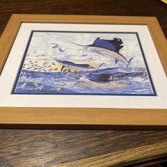 Guy Harvey Double Header Two Jumping After Flying Fish School Framed Print 11×14