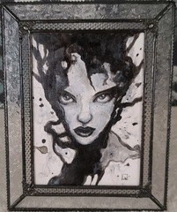 Original Acrylic Painting Black & White Abstract Woman Modern Art Signed
