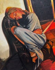 Original PIOT BREHMER ‚Woman Sleeping‘ CONTEMPORARY GERMAN REALISM Oil Painting