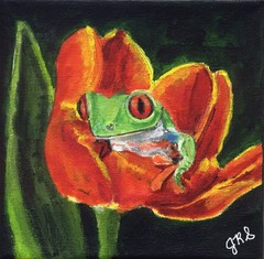 OOAK Painting 2026 „FROG II“ 6″ x 6″ Acrylic on Stretched Canvas, Signed