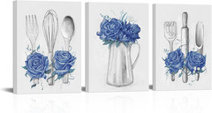Visual Art Decor Kitchen Art Blue Kitchen Decor Painting Framed Ready to Hang 12