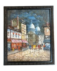 Burnett French Knife Palette Oil Painting of Street Scene And Artists
