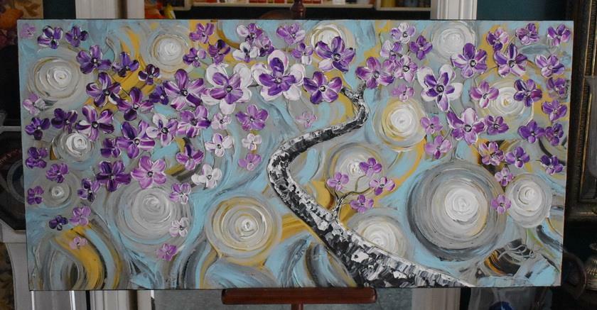 2013 ORIGINAL LARGE CONTEMPORARY COLORFUL OTO PAINTING FLOWERS ENTITLED „DREAM“