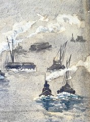 Early 20th c New York Harbor Tugboats Sybil Walker (1882 – ), listed NY