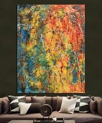Pollock/Richter style￼ Professional Painting 81” X 62”(6ft 9in)Abstract Modern