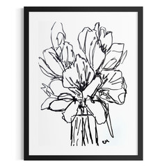 Original Flower 9×12 Painting Minimalist Botanical Wall Art Bedroom Decor