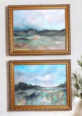 ORIGINAL, Set Of 2 Signed Landscape Paintings In Vintage Gold Frames 13×16