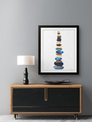 Relaxing Spa Stones Painting Original 11×14 Modern Zen Abstract Fine Art Paper