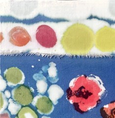 Original Colorful Floral Abstract 9×9 Dyed Fabric on Wood, Holly Hammond