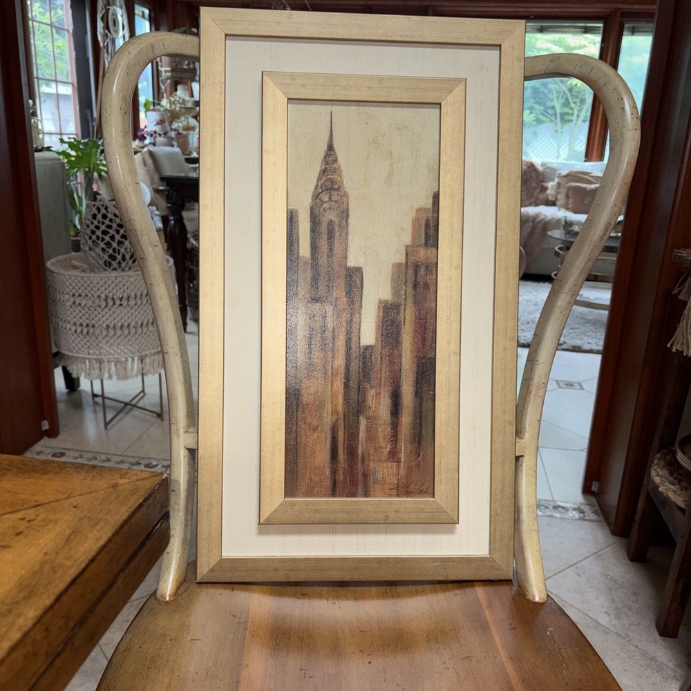 Silvia Vassileva New York Sunset 11 Chrysler Buildings Framed Signed Painting