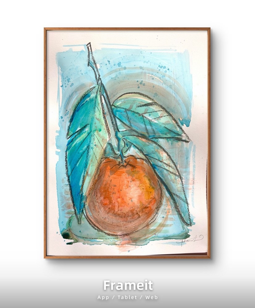 Original Simple Orange Blues Painting By Alannah Dyer- Acrylic 9×12 in. Food