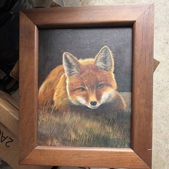 F. Kinnaird Signed Framed Realism Fox Painting Artwork, Small, Wildlife