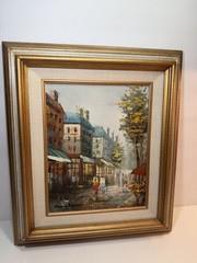 Original VTG Henry Roger Oil Painting Canvas Paris Street Scene Signed 8”x10”