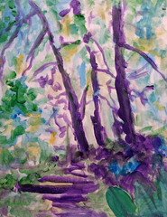 Trees Forest 11×14 Modern Impressionistic Original Canvas Wall Art Acrylic BACH