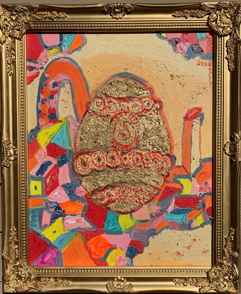 Original Abstract Painting on Canvas „Cleopatra’s Golden Egg“ byt Serg Graff COA