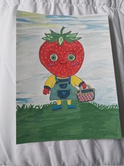 Strawberry PAINTING LANDSCAPE Collectible 8×6 Homedecor Art Signed Strawberries