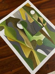 Original Abstract People Painting 16×20 Canvas Modern Wall Art Home Decor Green