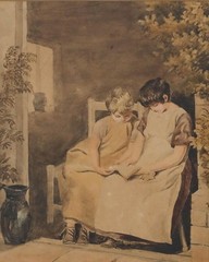 Joshua Cristall – 19th Century Watercolour, Children Reading