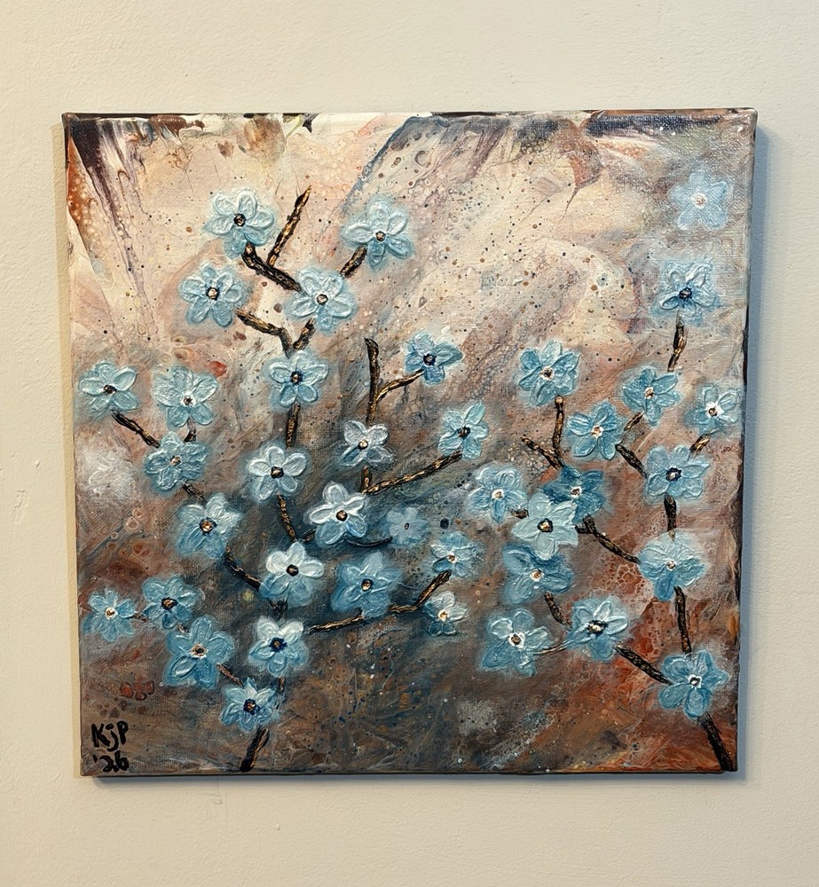 Copper Bloom Drift | Original Acrylic Floral Painting | OOAK Signed Canvas