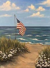 Nataliia Matsiuk Signed Original Acrylic Painting Americana Beach Coastal 12×16